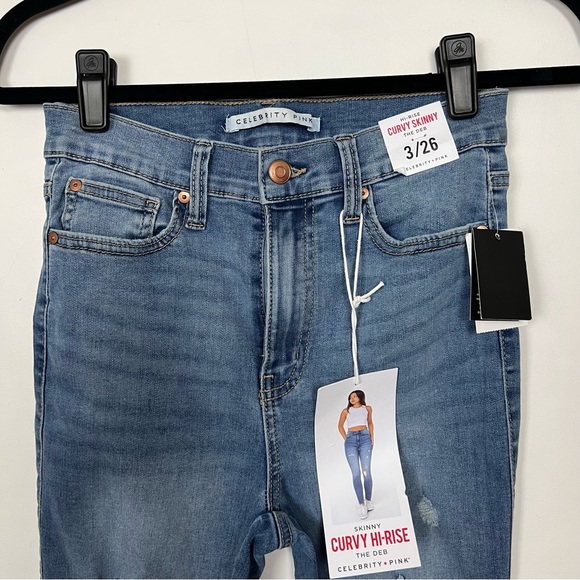 NWT Celebrity Pink Women’s Curvy Push Up Skinny Sz 3 / 26 / Raw Bottom Hem - Picture 7 of 16